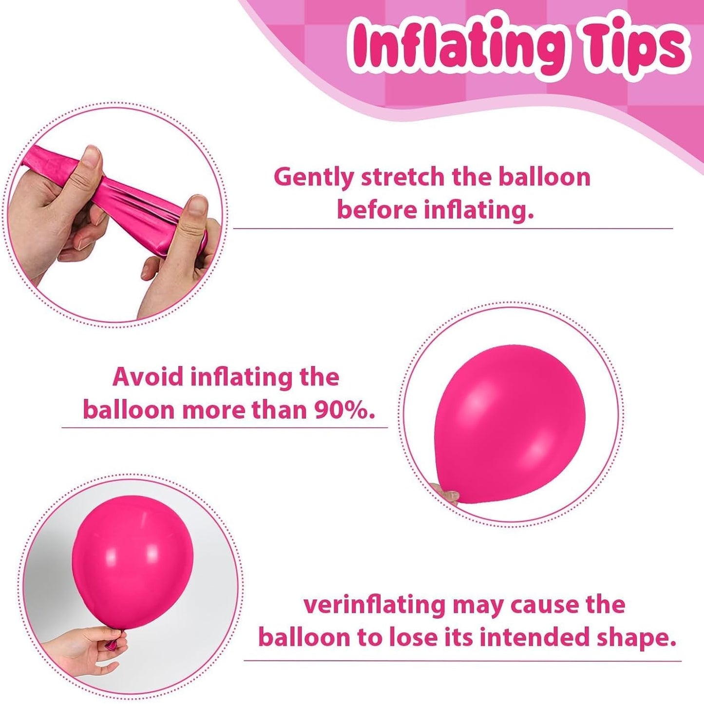 Paready Hot Pink Balloons Set, 60Pcs Metallic Pink Balloon, 12Inch Confetti Pink Balloon Pastel Latex Balloons for Girls Birthday Baby Shower Princess Wedding Birthday Party Decorations