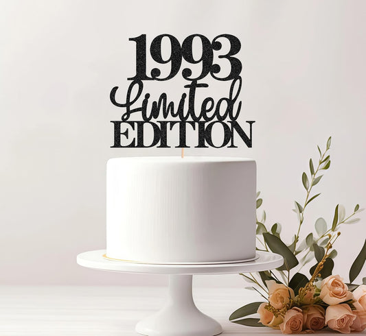 Limited EDITION 1993 Cake Topper - Black Glitter Happy 32nd Birthday Party Cake Decoration Supplies, Cheer to 32 Years Cake Bunting Decor for 32nd Birthday Party Photo Booth Props