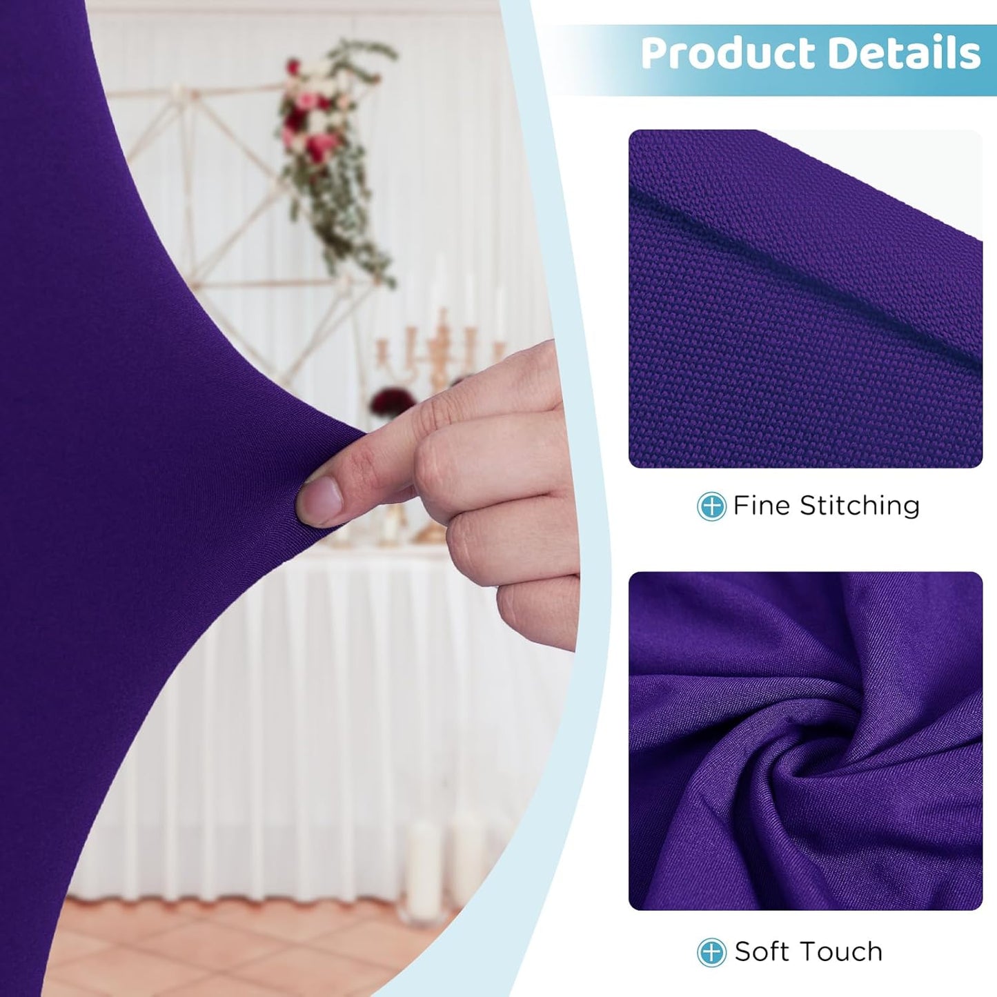 Table Skirts for 8ft Rectangle Tables - 1PCS Purple Table Covers for 8 Foot Tables, Wrinkle Resistant Ruffles Elastic Table Cloths and Table Skirt for Banquets/Weddings/Parties/Birthday