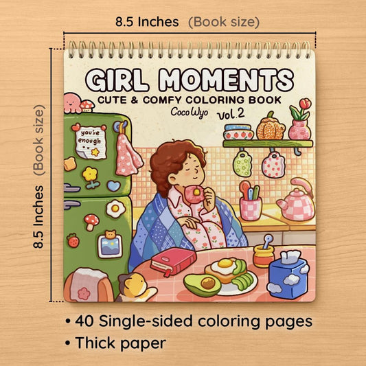 Girl Moments Vol. 2 - Coloring Book (Spiral Bound) & Sticker Set for Adults & Teens