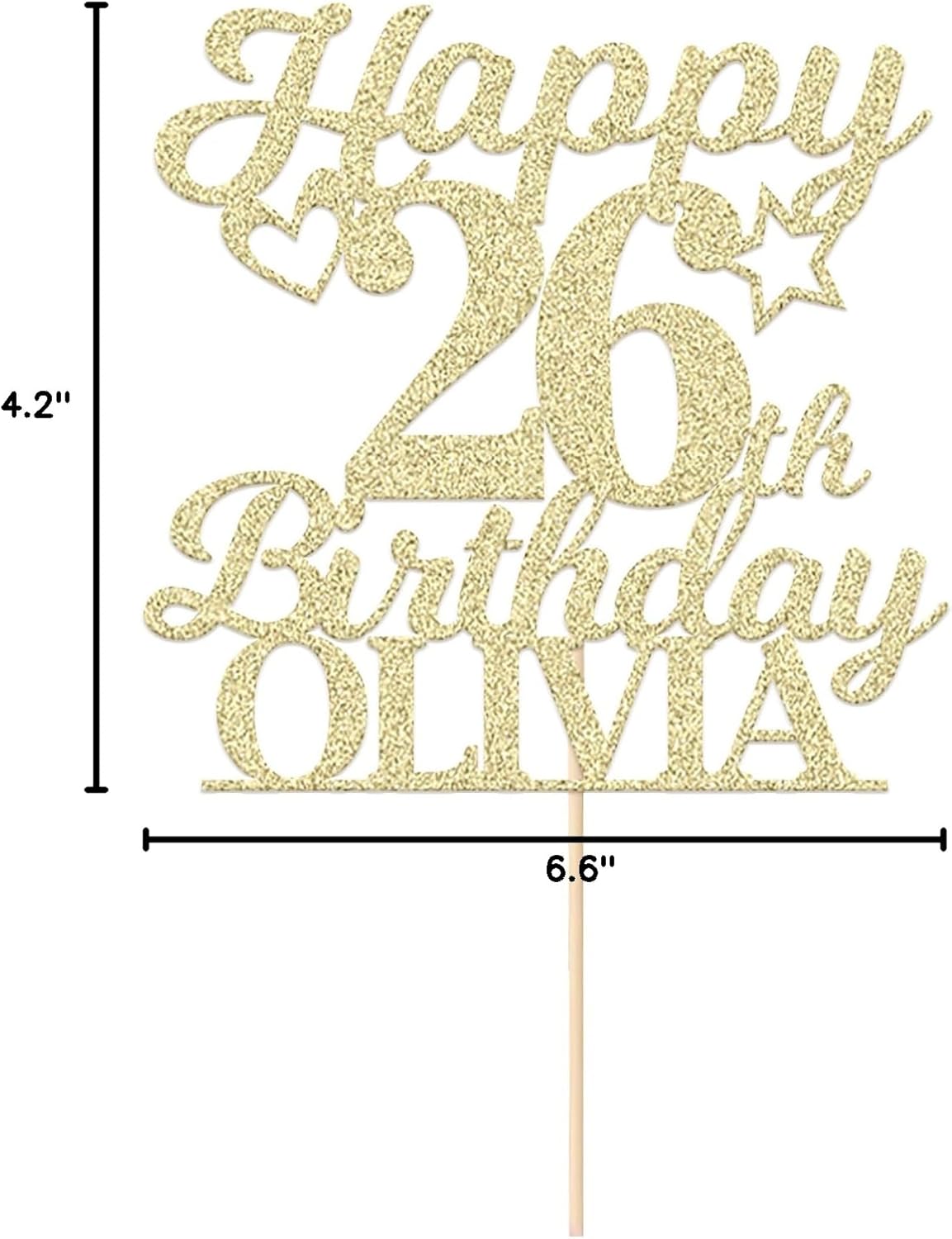 Personalized Happy Birthday Cake Toppers Birthday Cake Topper Gifts for Women Men Custom Glitter Cake Toppers with Any Name & Age for 18th 21st 30th 40th 50th 60th Cake Decorations (Champagne Gold)