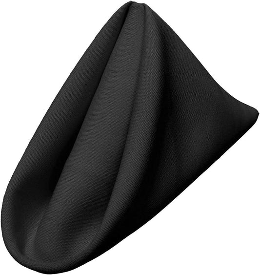 LA Linen 4-Pack Poly Blend Napkins - Soft, Washable, Stain & Wrinkle Resistant - Dinner & Party Napkins - 18x18 - Black