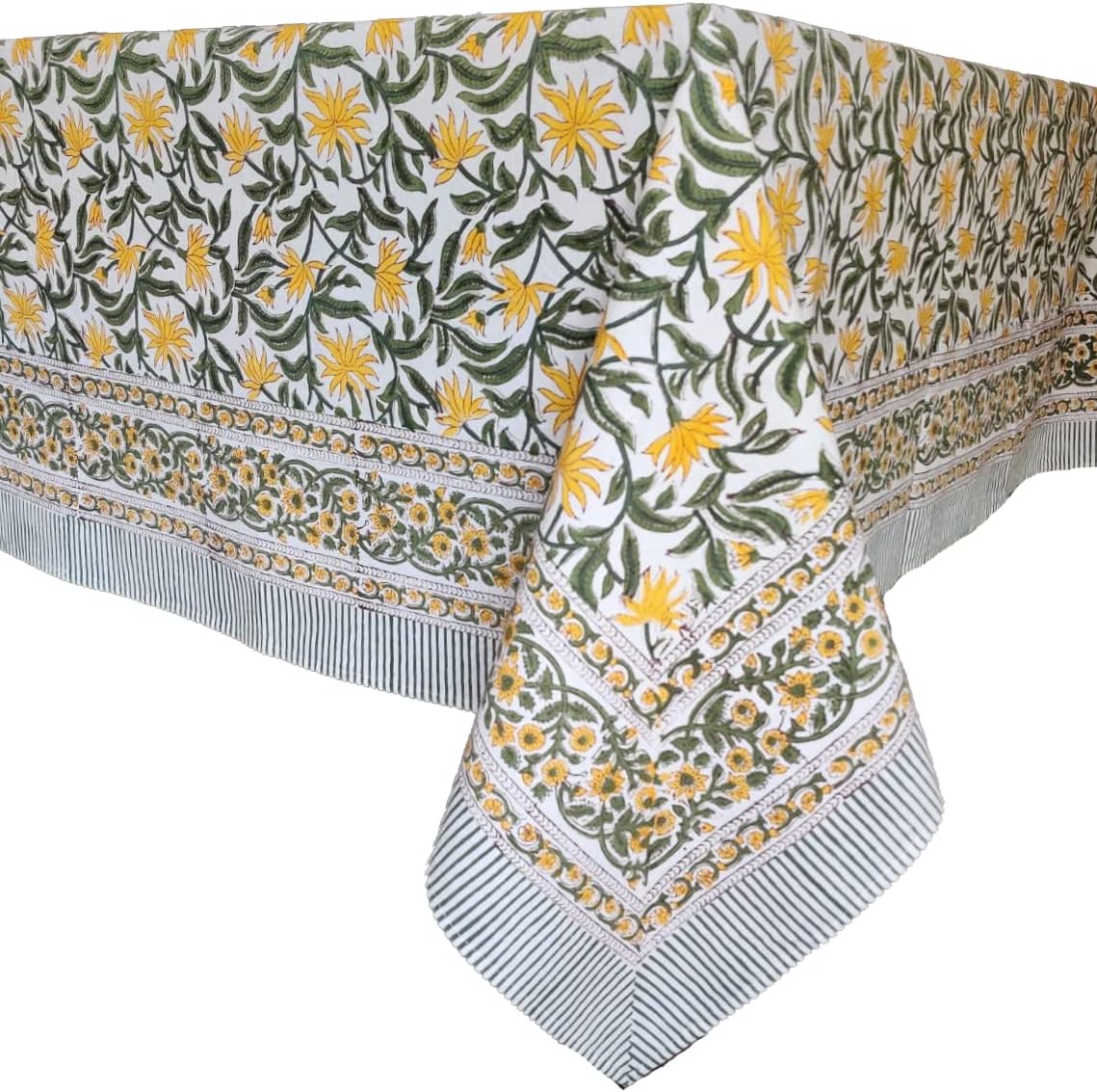 ATOSII 'Noor' 100% Cotton Boho Square Tablecloth, Handblock Floral Print Linen Table Cloth for Dining Table I Tabletop I Parties/Outdoor I Wedding I Spring/Summer (60" X 60")