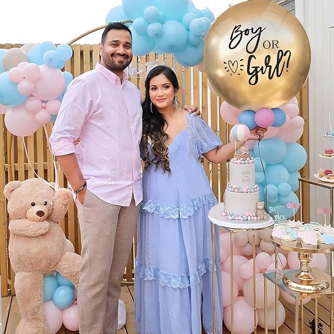 Gender Reveal Balloon Boy or Girl Balloon with Blue Pink Confetti for Baby Shower Gender Reveal Decortions,36 Inch Gold Balloon Perfect for Taking Photos and Videos