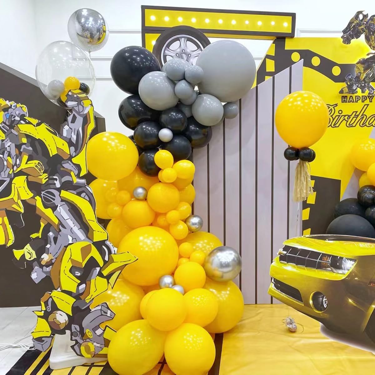 Black and Yellow Balloon Arch Kit, 151Pcs Yellow Black Bobo Balloons Garland 18 12 10 5 inch for Baby Shower Birthday Bee Bumblebee Themed Party Decoration