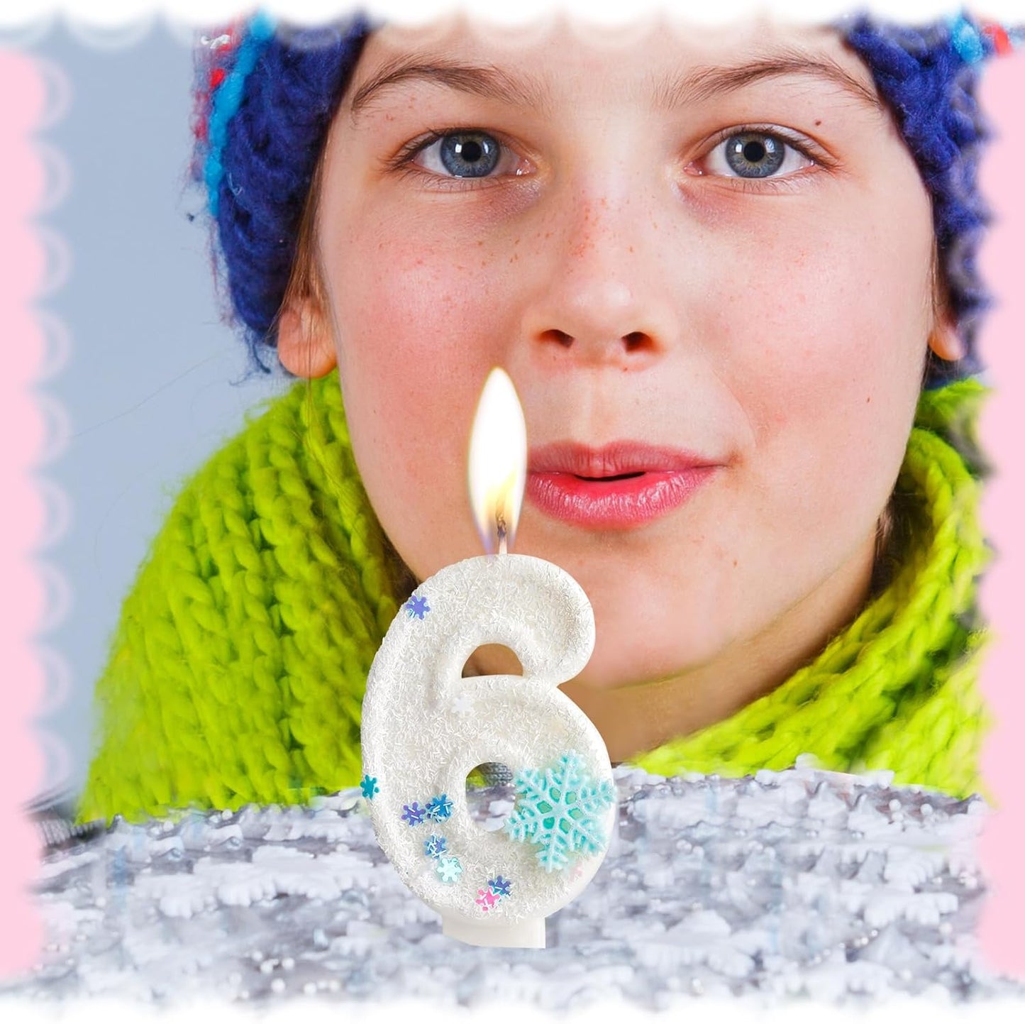 White Frozen Snow Themed Birthday Candles,White Snow Snowflake Number 3rd Birthday Candle for Party Supplies,Winter Frozen Birthday Party Number 3 Cake Topper Decorations