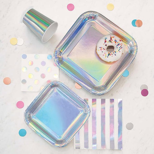 Stunning Iridescent Dot Beverage Napkins (16-Pack) - Eye-Catching & Elegant Foil-Stamped Napkins, Perfect for Events & Celebrations