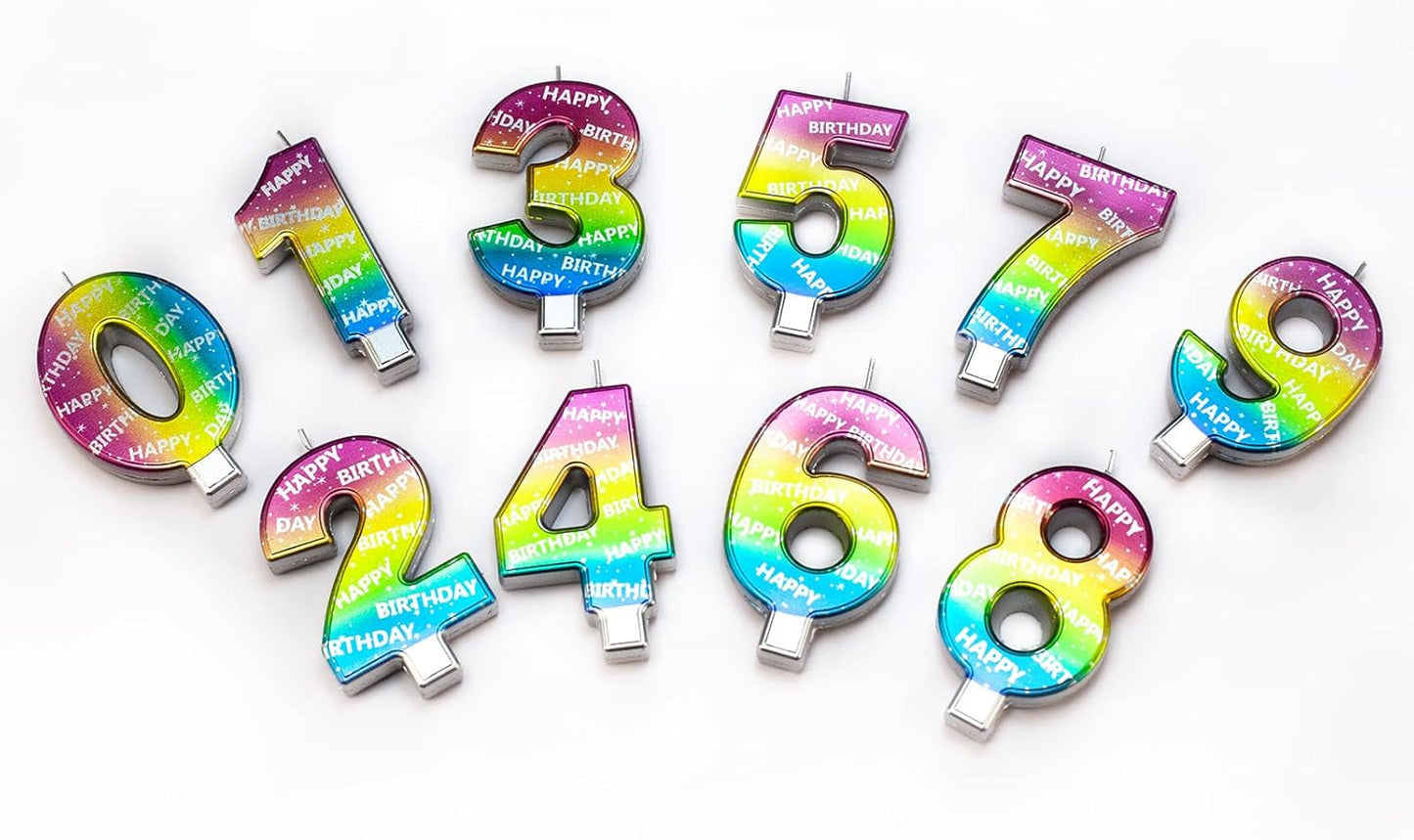 DERVENTA Birthday Candles Big Numbers Multicolored 3.7 inch Party Cake Topper 1 Piece (Number 9 Multi-Colored)