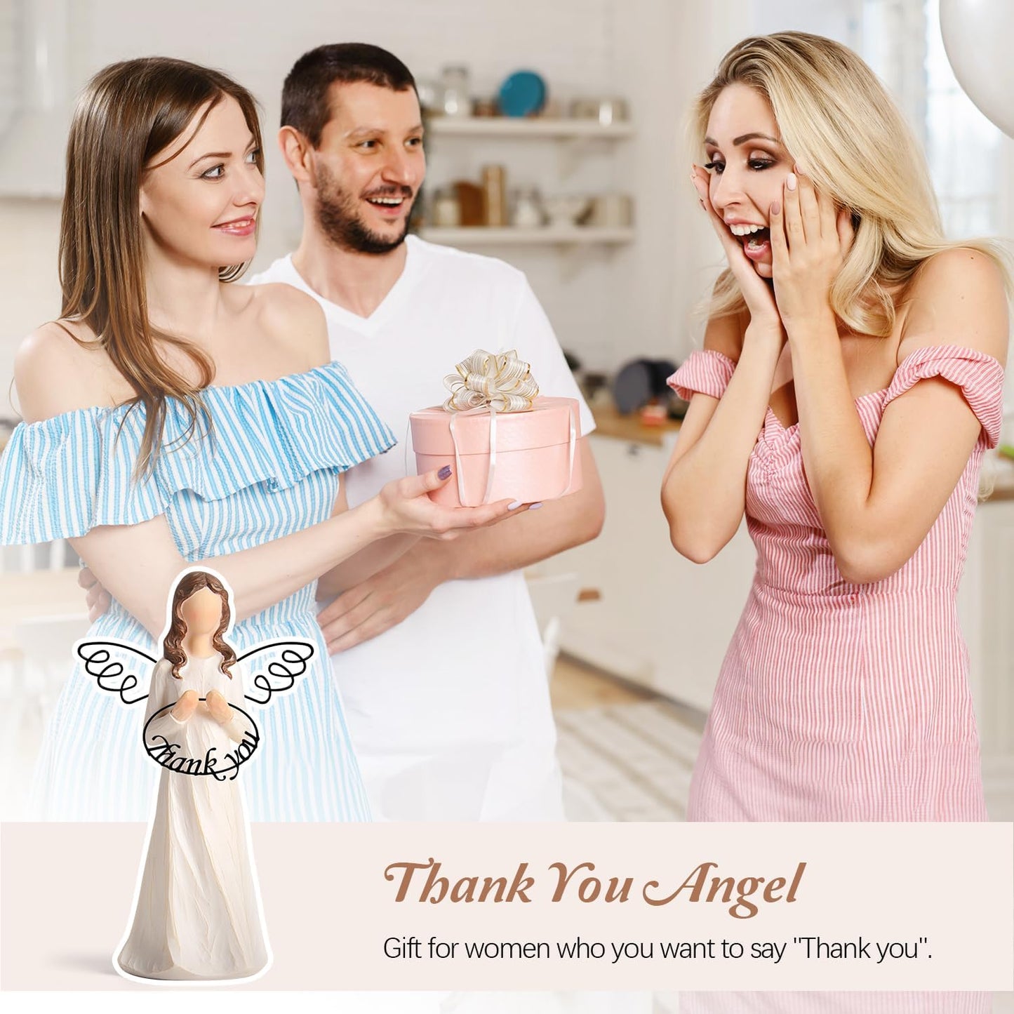 Thank You Angel Figure - Teacher Gifts for Women: Coworkers, Boss, Nurse, Doctor, Colleague - Hand-Painted Angel Figurines