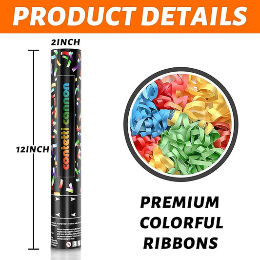 6 Pack Biodegradable Streamer Confetti Cannon,confetti Poppers, Confetti Shooter, Party Poppers for Celebration, Birthday, Graduation, New Year's Eve Party