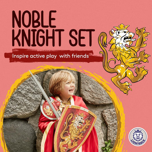 Liontouch - Noble Knight Foam Sword, Shield & Axe, Red | Playfighting Set for Boys Aged 3-8 Years | Safe Medieval Toy Weapons & Battle Accessories | Pretend Play, Dress Up & Costumes for Kids