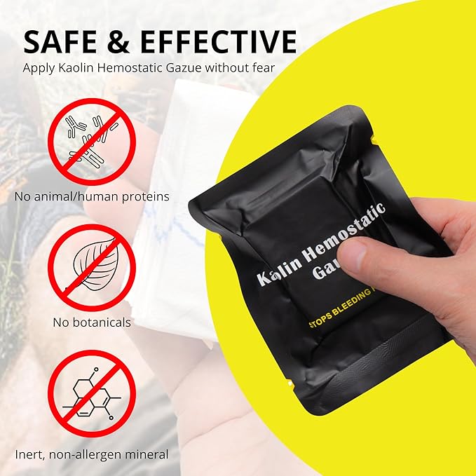 First Aid Advanced Quick Clot Combat Gauze - Flexible Hemostatic Gauze - Stop The Bleed kit Faster Wound Packing with Quick Clotting Medical Gauze - Survival Kit Supplies - 3" x 12.5' (CT-Gauze-5)
