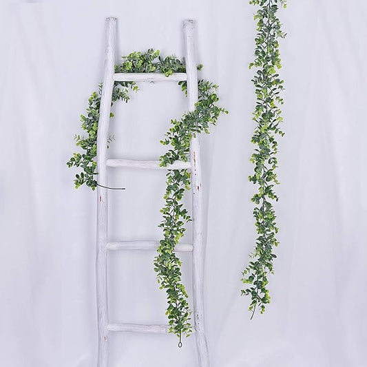 Lvydec 6 Pack Artificial Eucalyptus Garland, Fake Eucalyptus Greenery Garland Wedding Backdrop Arch Wall Decor, 6 Feet/Strand Fake Hanging Plant for Table Festival Party Decoration