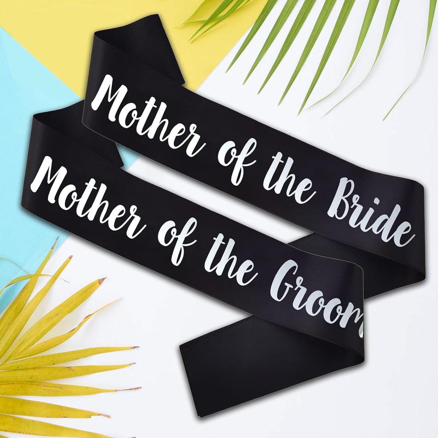 2 PACK Mother of the Bride and Groom Sashes, White Sash with Black Letters Bachelorette Sashes for Mother Bridal Shower Supplies Wedding Accessories