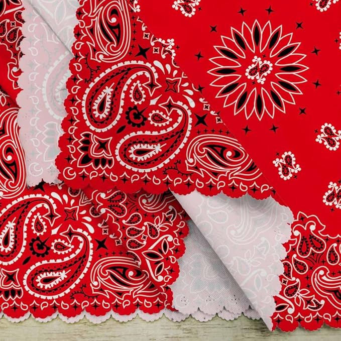 Yibeas Western Paisley Cloth Napkins Set of 4 Bandana Seamless Pattern with Red and White Ornaments Polyester Kitchen Dinner Napkins for Holiday Festive Wedding Decor 18 x 18 inch