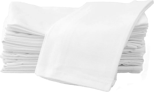 AMOUR INFINI Cotton Cloth Napkins Set of 12 - Soft Premium Dinner Napkins with Hemmed Edges, Hotel Quality 18x18 Inch for Home Dining, Table Decor (White)