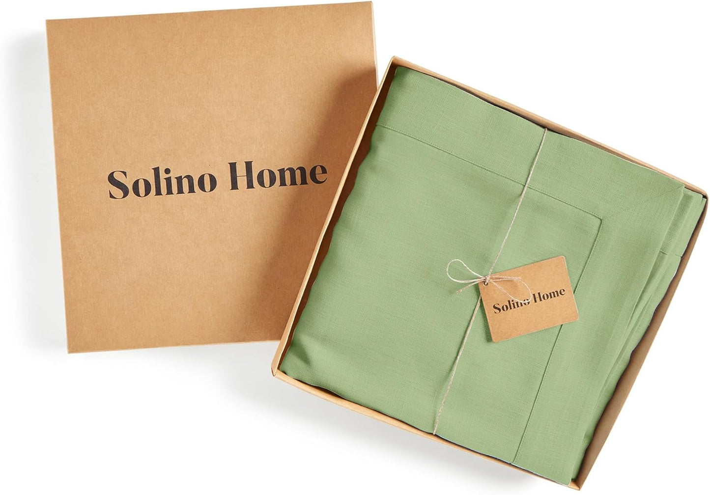 Solino Home Linen Tablecloth 60 x 120 Inch - 100% Pure Linen Laurel Green Table Cloth for Rectangle Tables - Fete, Machine Washable Tablecloth for Fall, Autumn, Thanksgiving