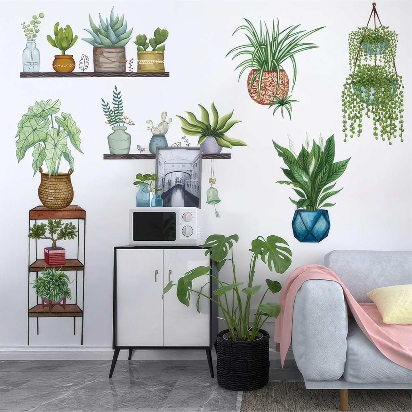 Plant Wall Decals Peel and Stick Stickers & Murals for Bedroom, Living Room, Bathroom, Kitchen - Boho Decorative Art Decor