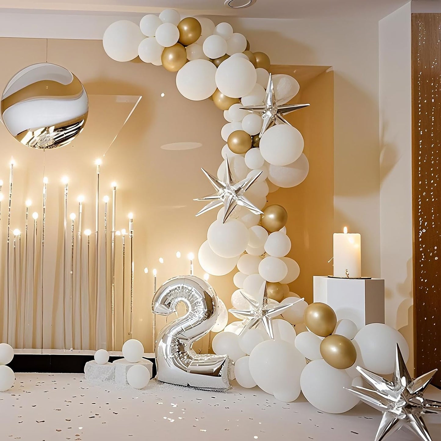White Balloons Birthday Decorations 30 Pack 18 inch Round Wedding Ballons for White Themed Wedding Graduation Birthday Party Backdrop 4th of July Decorations Independence Day