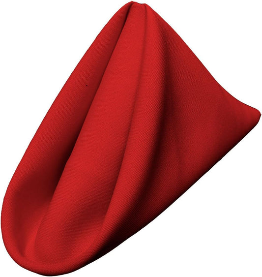 LA Linen 4-Pack Poly Blend Napkins - Soft, Washable, Stain & Wrinkle Resistant - Dinner & Party Napkins - 18x18 - Red