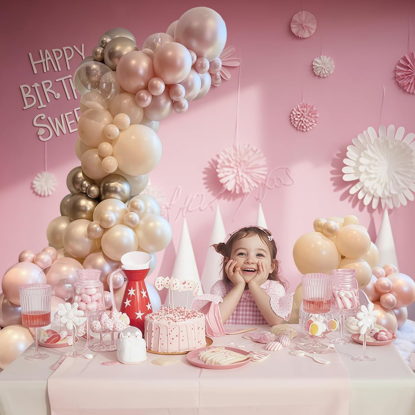 Dusty Pink & Gold Double Stuffed Balloons – 12 Inch Pearl Pastel Blush & Metallic Gold Latex for Boho Wedding & Baby Shower