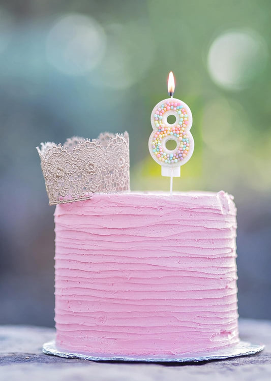Pastel 8 Birthday Candle 3D Macaron Candy Glitter Number 8 Candle Birthday Girl Women Sweet Theme 8th Birthday Wedding Anniversary Party Cake Decoration