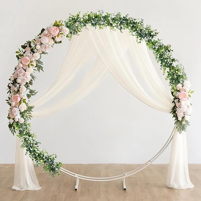 Faux Eucalyptus Garland 4 Pack – 24ft Artificial Greenery Vine with White Flowers for Wedding, Party & Mantle Decor