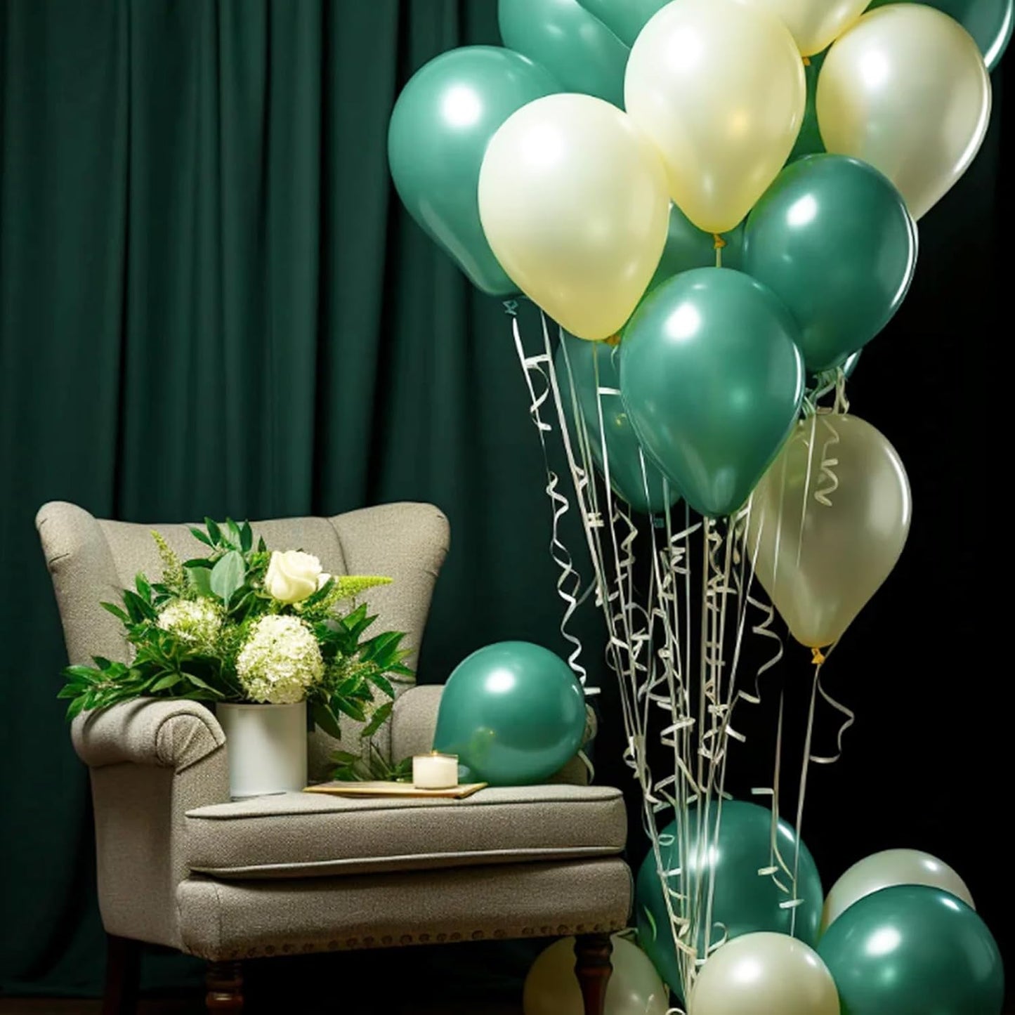 120 Pack Pearl Green Balloons, Bright 12 inch Royal Green Latex Party Balloons for Birthday Wedding Baby Shower Halloween.
