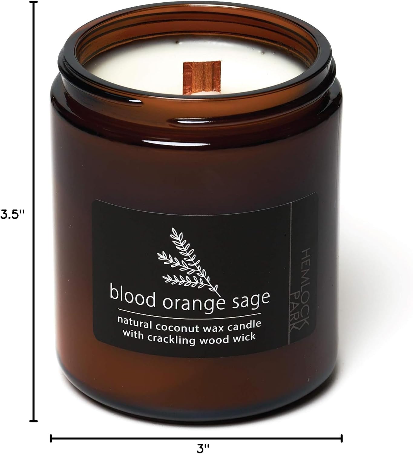 Hemlock Park Crackling Wood Wick Candle Handcrafted with Natural Coconut Wax (Standard 8 oz, Blood Orange Sage)