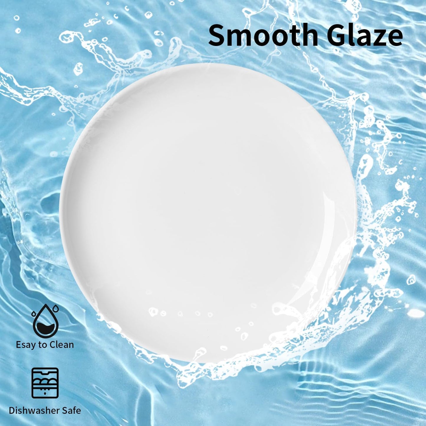 7 Inch Ceramic Dessert Plates Set of 12, White Round Appetizer Plate with Rim, Porcelain Small Dinner Plates for Snacks, Side Dishes, Fruit, Microwave Oven and Dishwasher Safe