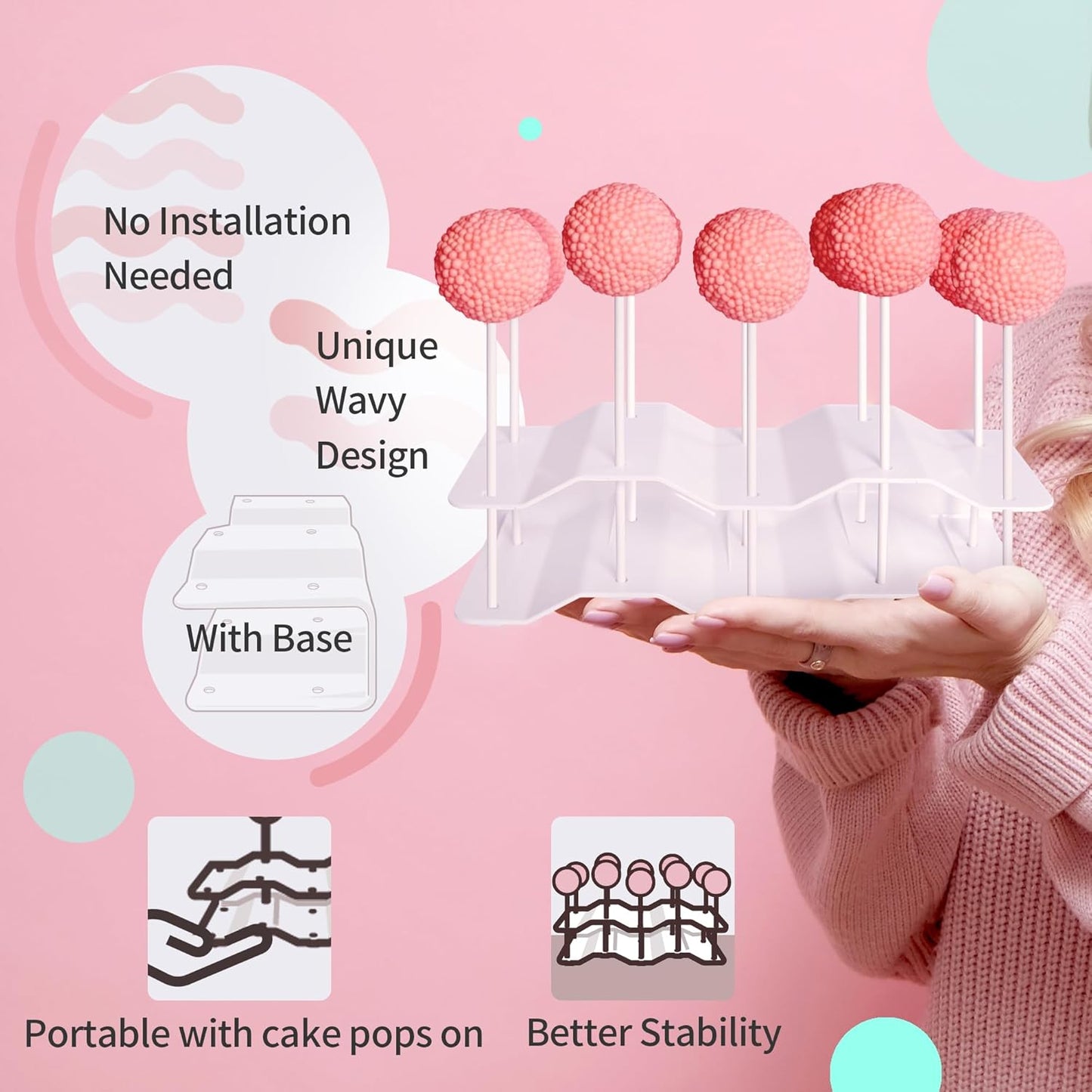 Pack of 10 NWK Dessert Stand Set with 2X Large 2-Tier and 2X Large 3-Tier Cupcake Stands, 4 x Appetizer Trays, 2 x Cake Pop Stands, for Birthday Baby Shower Party Decorations