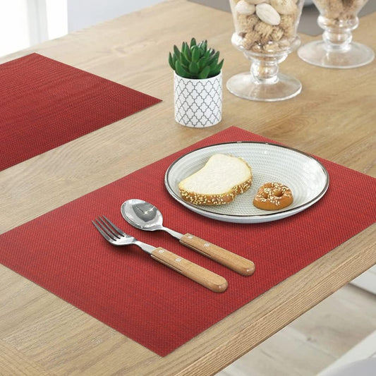 homEdge PVC Placemat, 4 PCS of Non-Slip Heat Resistant Place Mats, Washable Vinyl Placemats, Set of 4 – Red