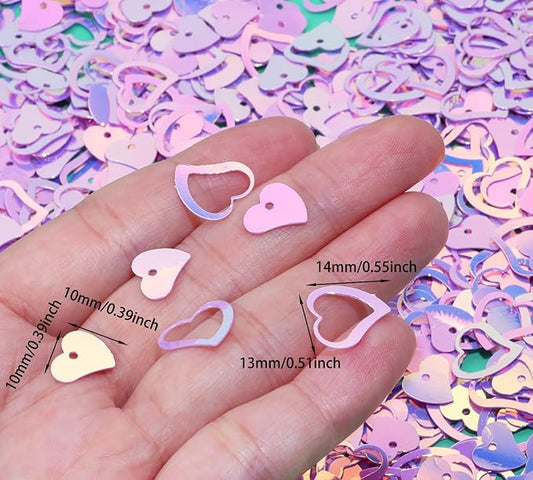ONLYKXY 1200Pcs Love Heart Shaped Confetti, Table Wedding Decoration, Glitter Confetti for Wedding Party (Glitter Pinkish Purple)