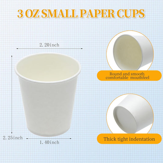 1000 Count 3 oz Disposable Bathroom Paper Cups, Small White Mouthwash Cups, Great for Parties, Bathroom Use, Picnics and Travel