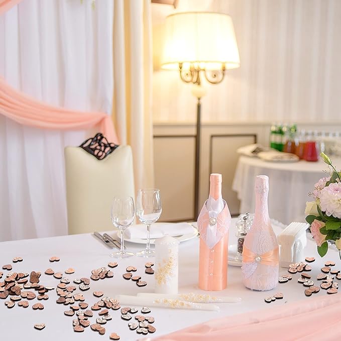 Blulu 1000 Pcs Small Wooden Heart Confetti for Craft Rustic Wedding Table Love Heart Centerpieces Decorations Mr Mrs Love Cake Decoration Gift for DIY Wedding Party Table Cake(Cute Style)