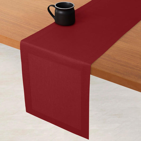 D'Moksha Homes Linen Red Table Runner 120 Inches Long - 100% Pure Linen Dining Table Runner 14 x 120 Inch for Fall, Autumn and Halloween - Machine Washable