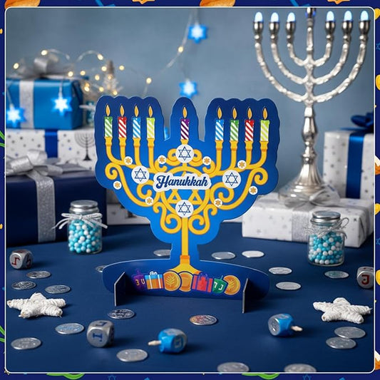 Frienda 48 Set Hanukkah Stickers Craft Kit Chanukah 3D Menorah Sticker Table Decoration Make Your Own Menorah DIY Hanukkah Candles Craft for Classroom Activities Chanukah Party Decoration