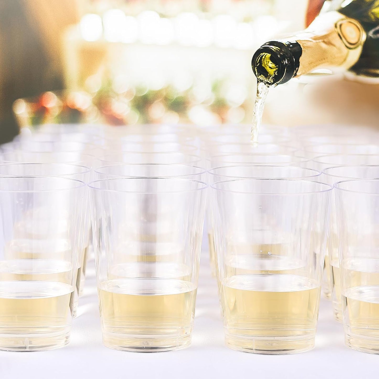 JOLLY CHEF 14 oz Clear Plastic Cups, 100 Pack Heavy-duty Party Glasses, Disposable plastic cups for wedding Cocktails Tumblers, Ideal for Halloween,Christmas, Thanksgiving Parties