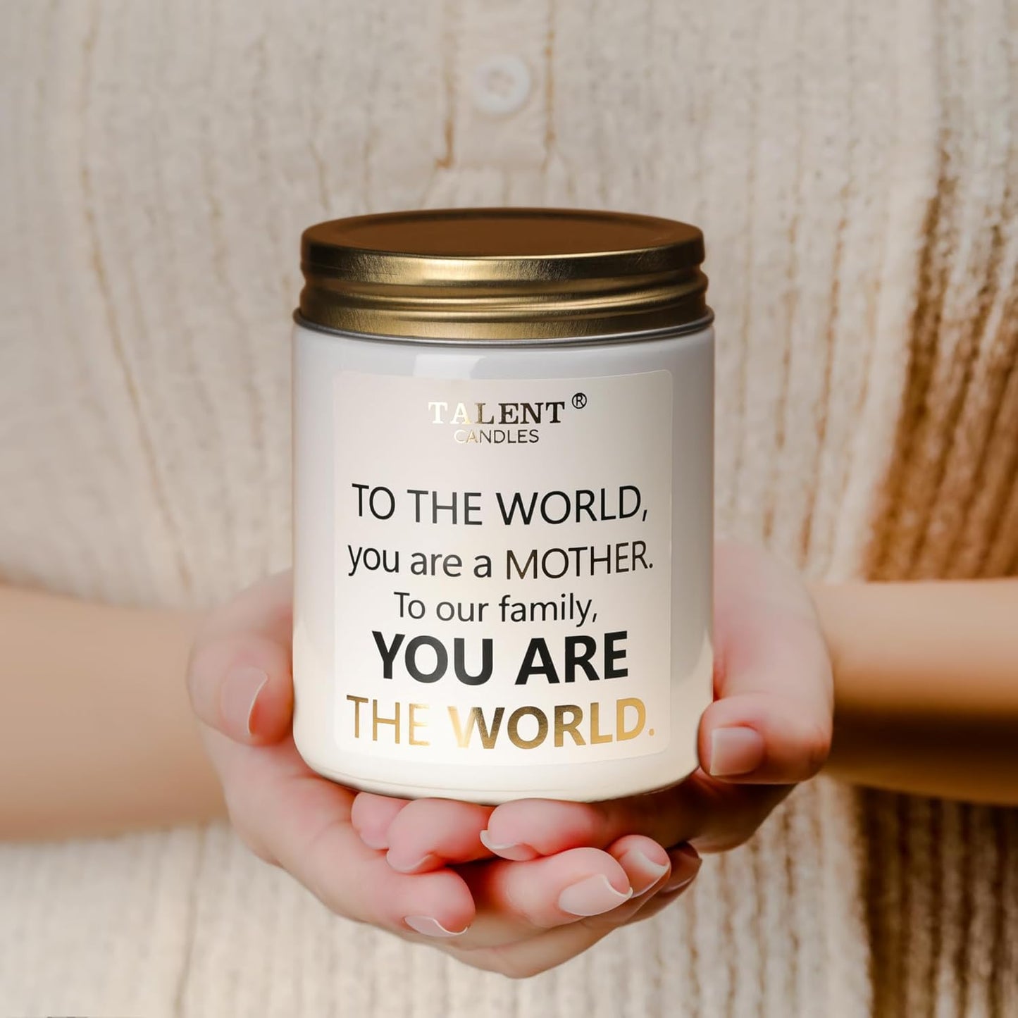 Gifts for Mom from Daughter Son Kids, Warm Night Scented Candle, 8.4oz, Jar, Modern, Gold, Mother's Day