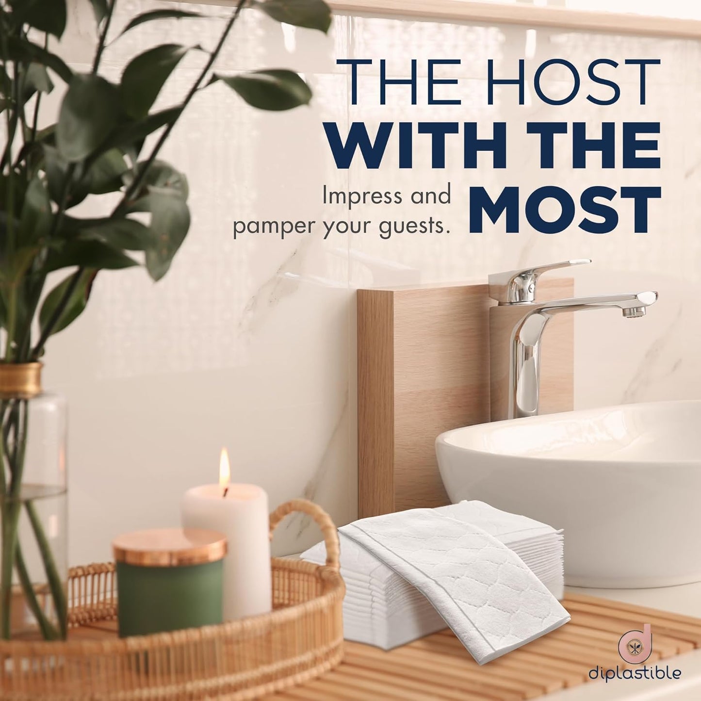 Disposable Guest Towels 200 Pack - White Napkins for Guest Bathroom, Heavy Duty Disposable Hand Towels, Ultra Absorbent Linen Feel Paper Napkins for Bathroom, Parties and Events