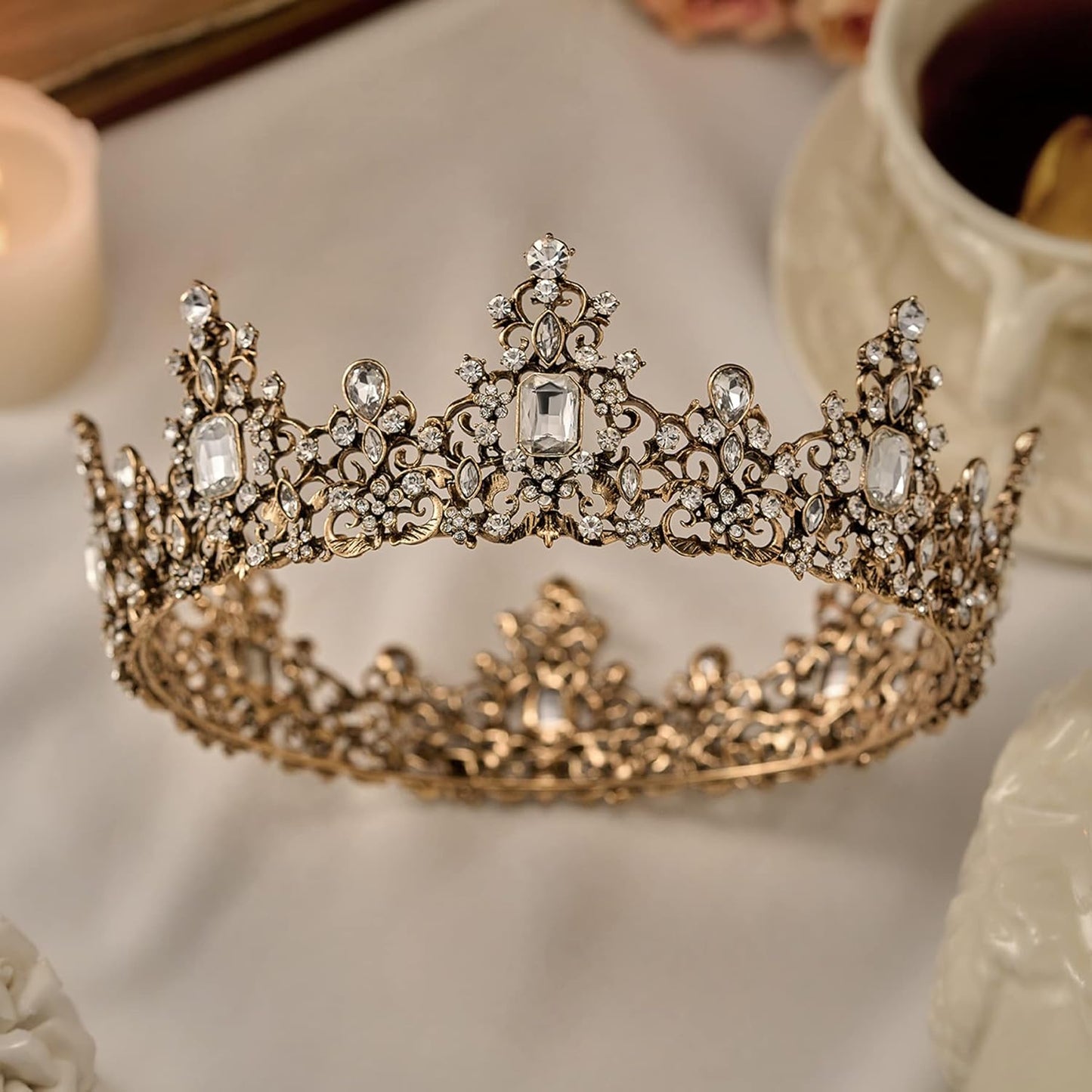SWEETV Queen Crown for Women - Baroque Wedding Tiaras and Crowns,Jeweled Tiara Crown,Prom Birthday Halloween Hair Accessories