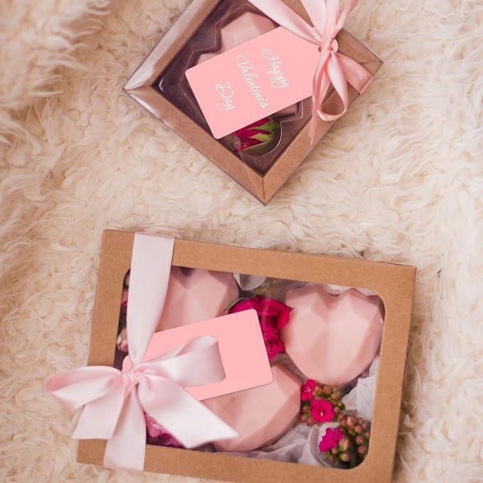 G2PLUS Pink Paper Gift Tags, 100PCS Kraft Paper Tags with String, 2x4 in Blank Hang Tag, Wedding Favor Tag for Gift Wrapping, Arts & Crafts, Valentine's Day, Thanksgiving, and Holiday Party Favors