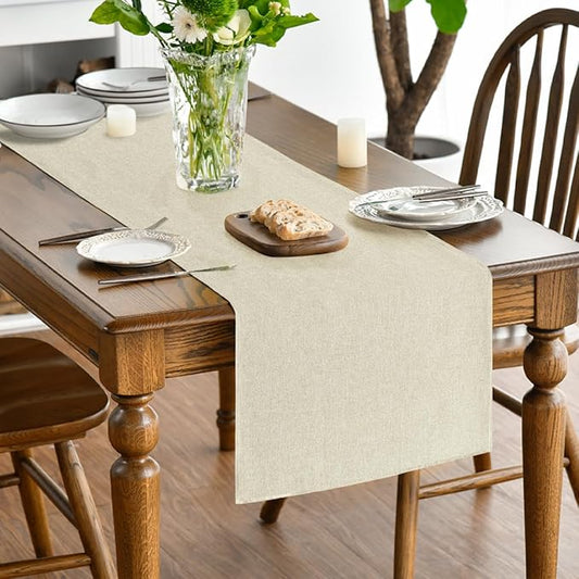 Artoid Mode Beige Table Runner, Seasonal Summer Fall Washable Kitchen Dining Table Decoration for Home Party Decor 13x72 Inch