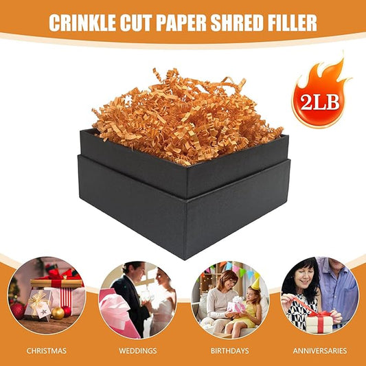 Tisspoms Light Orange Crinkle Cut Paper Shred Filler, 2 LB Basket Filler Shredded Paper, Confetti Stuffing for Basket Filling, Halloween, Thanksgiving, Christmas Gift Wrapping, Stuffer Party Supplies