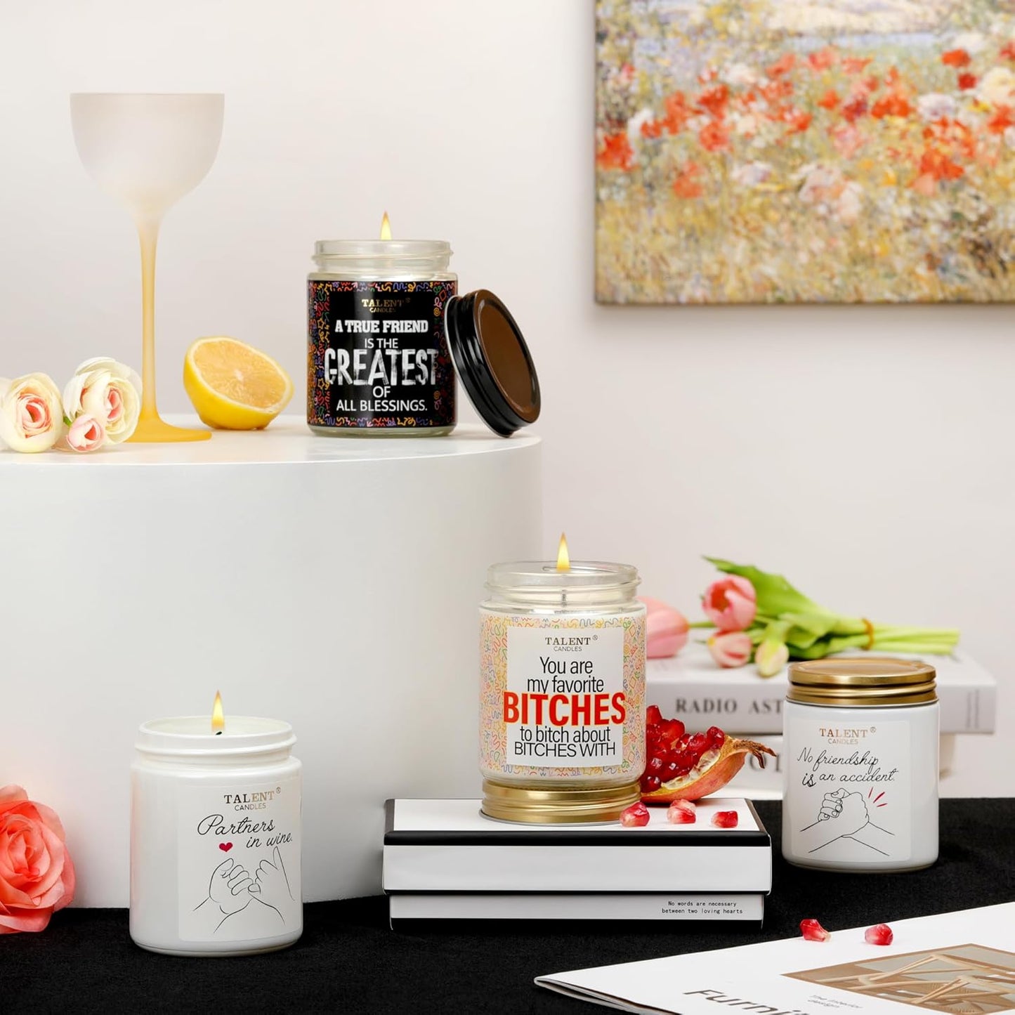 Champagne Cassis & Honey Scented Candle - Funny Birthday Gifts for Women & Men Friends