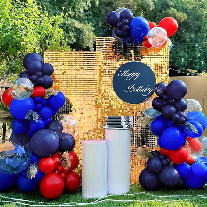 Blue and Red Balloon Garland Arch Kit, 167Pcs Latex Balloons Different Sizes 18 12 10 5 inch for Birthday Graduation Baby Shower Wedding Party Decorations