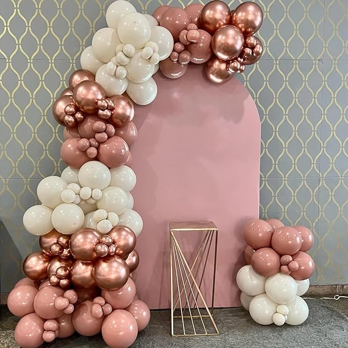 130pcs Metallic Rose Gold Balloons Different Sizes 18" 12" 10" 5" Chrome Rose Gold Balloon Garland Arch Kit for Graduation Birthday Baby Shower Wedding Anniversary Party Decorations