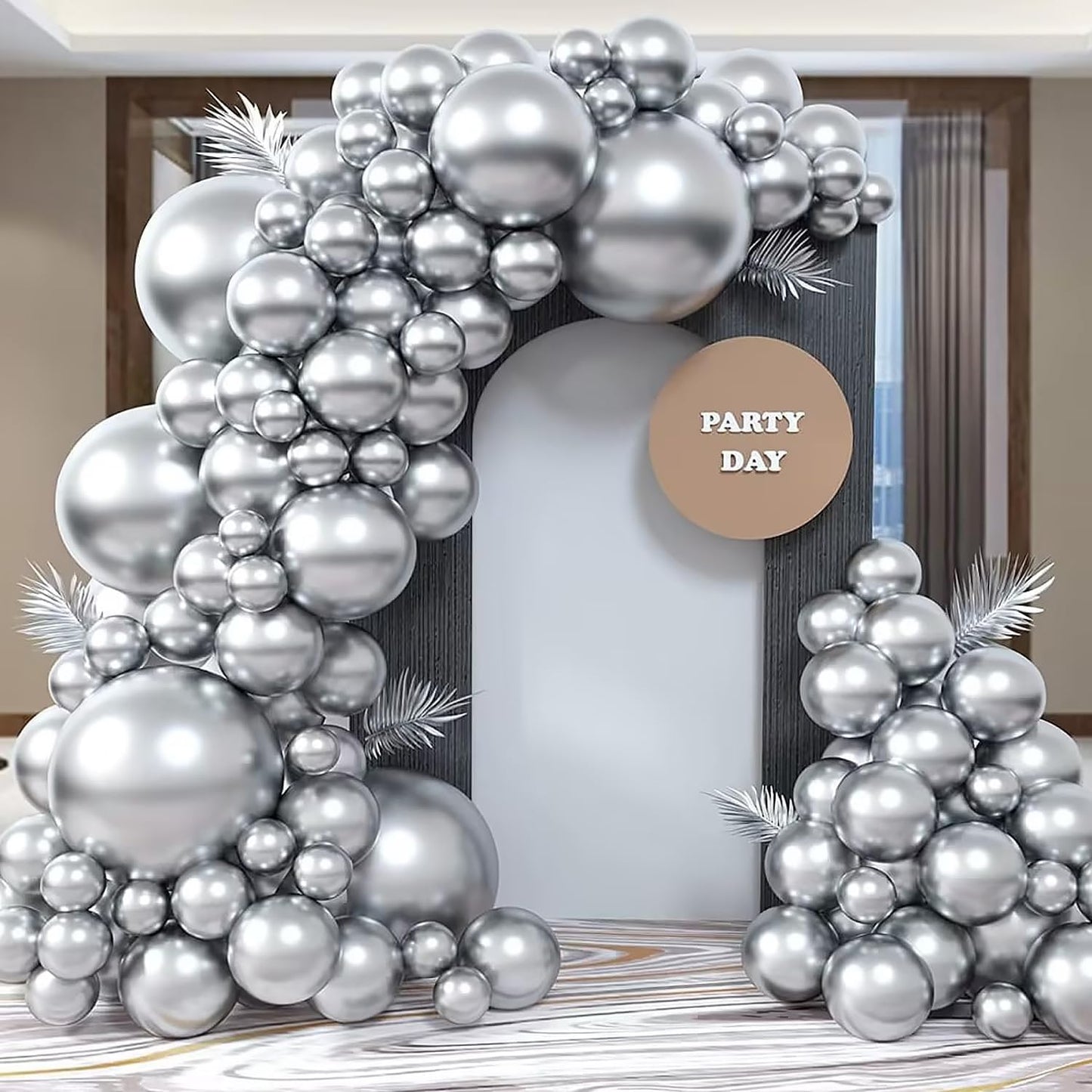 Labeol Silver Balloons Different Sizes 139PCS 18/12/10/5 Inch Balloon Garland Arch Kit Quality Latex Balloons Decorations for Party Birthday Graduation Wedding