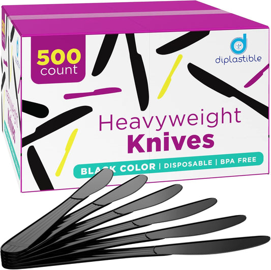 Plastic Knives Heavy Duty - Disposable Knives Plastic Utensils - Plastic Cutlery For Parties, Celebrations And Events Pack Of 500