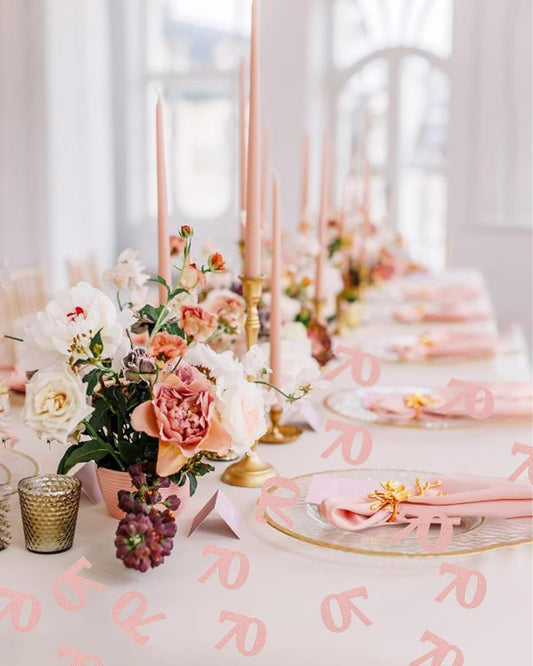 Number 70 Confetti Birthday Decorations - Rose Gold 70th birthday Confetti Table Scatters Decorations Supplies for Birthday Anniversary Party